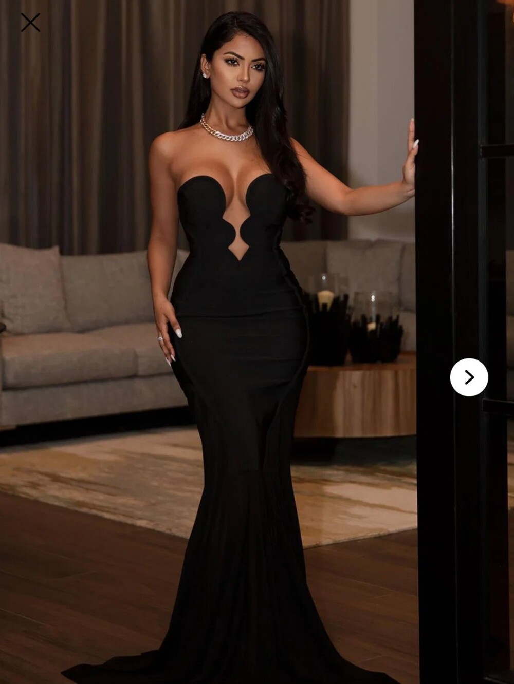 Strapless Black Maxi Sculpted Mermaid Gown